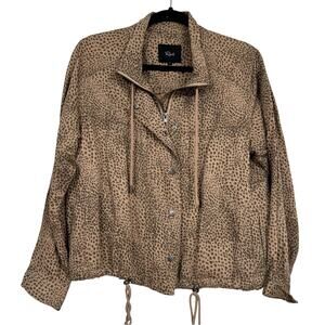 Rails Tan Animal Print Bomber Jacket Lightweight Coat Womens M Brown Leopard